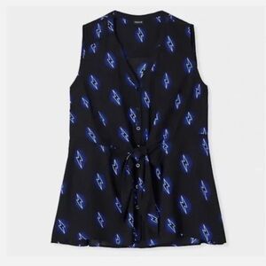 Torrid Electric Blue Bolt Georgette Black and Blue Sleeveless Top